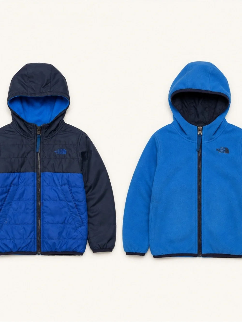 The North Face Reversible Kids Hooded Jacket in Navy & Bright Blue